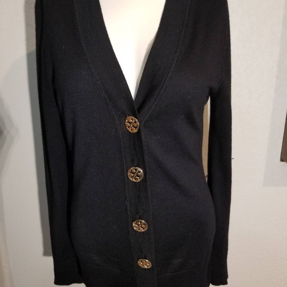 Authentic Tory Burch Black Simone Cardigan